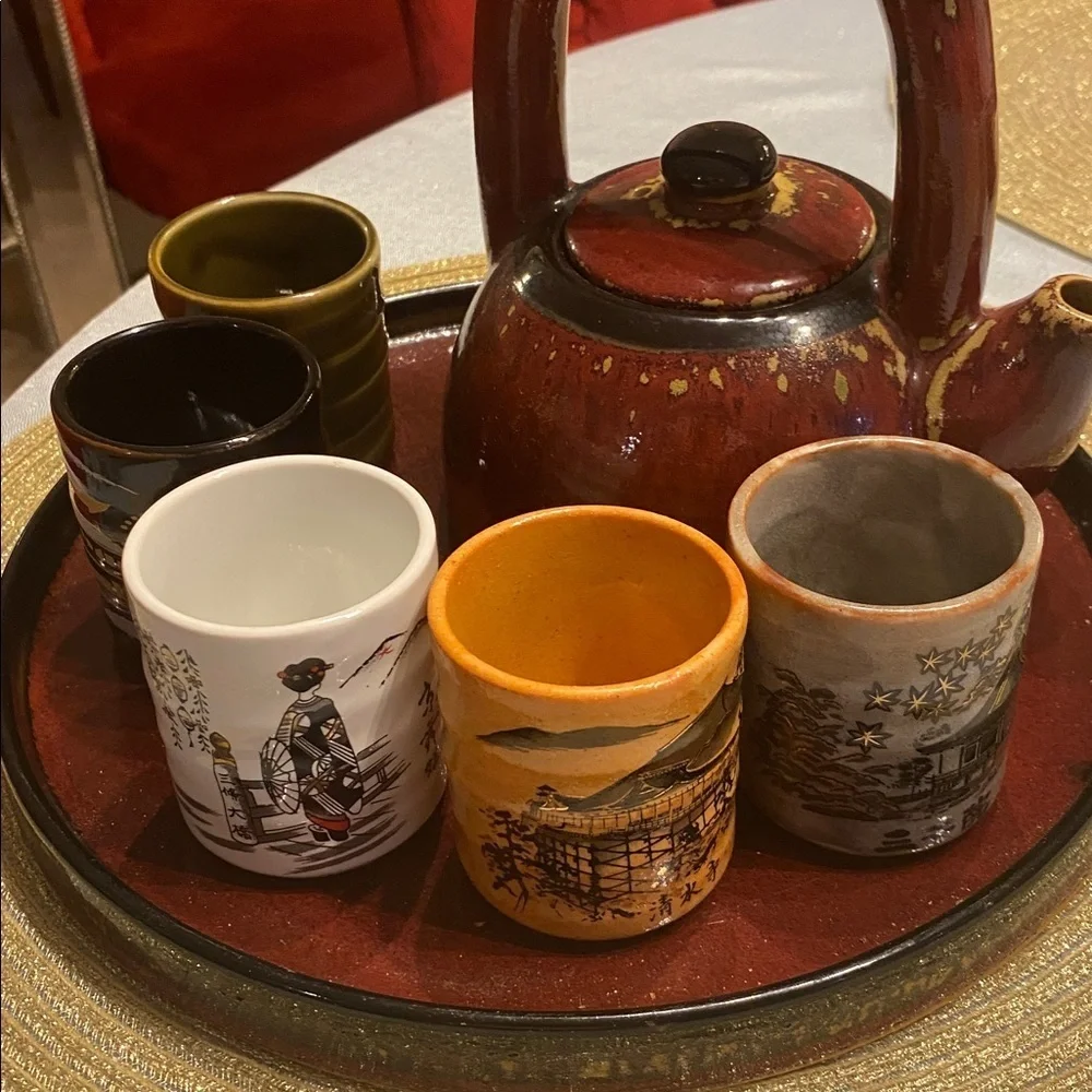 Pier 1 Earthenware Shanghai Tea Set